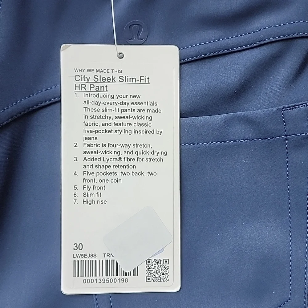 Lululemon City Sleek Slim-fit High Rise Pant Black size 30 / 10
